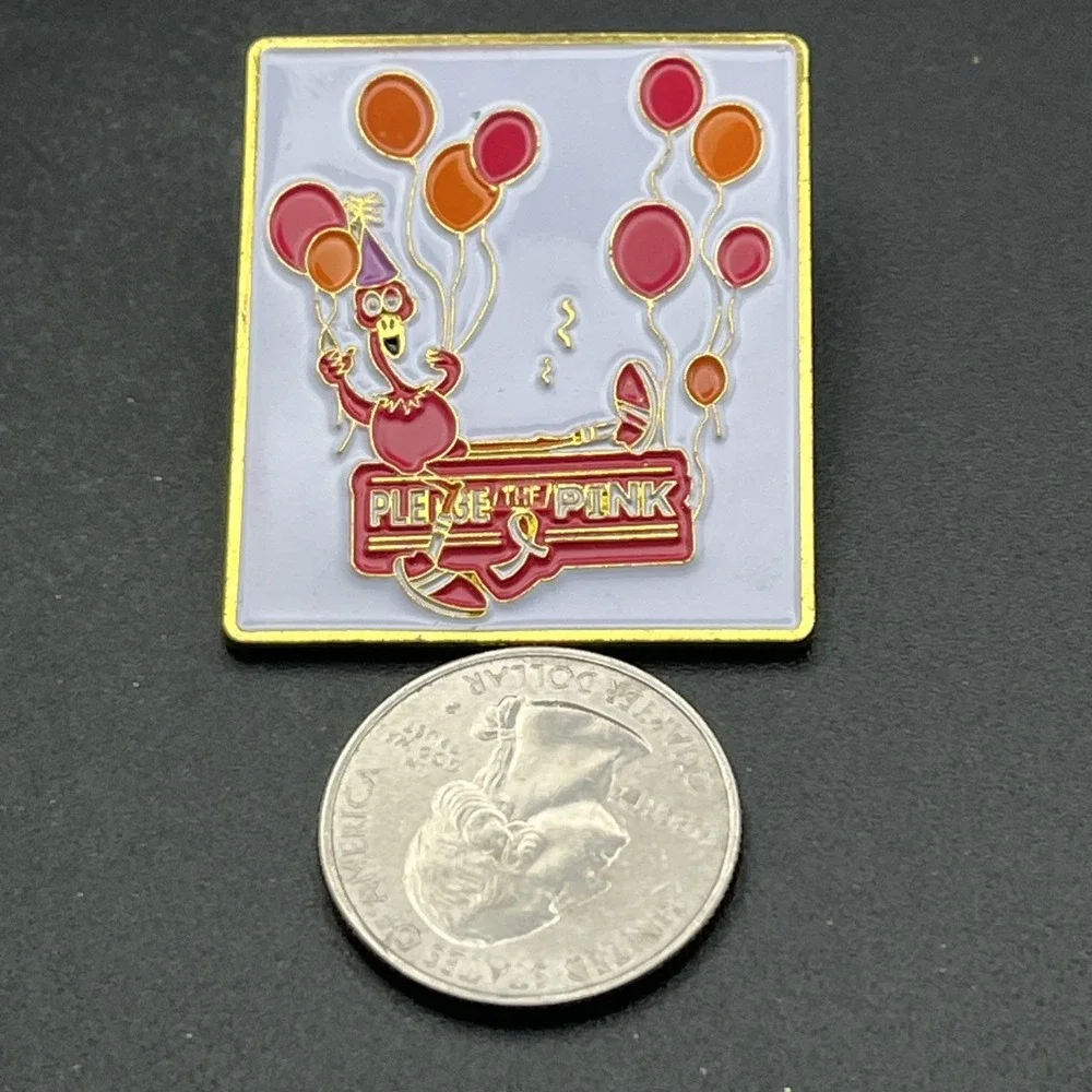 Pledge The Pink Breast Cancer Foundation‎ Flamingo Balloons Lapel Hat Pin